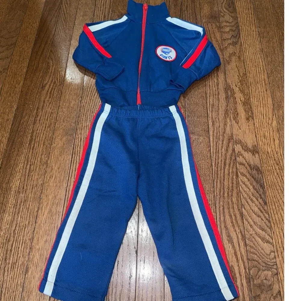 Vintage late 80s early 90s NFL New York Giants toddler tracksuit set.